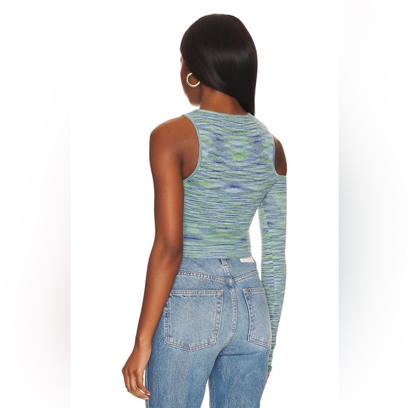 Camila Coelho Aideen Cut Out Knit Top in Blue Spacedye from REVOLVE - Picture 4 of 9